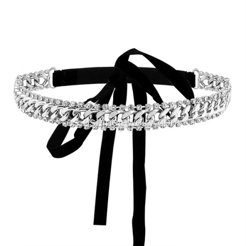 Diamantes de imitación de cristal collar de gargantilla de terciopelo para la joyería de las mujeres